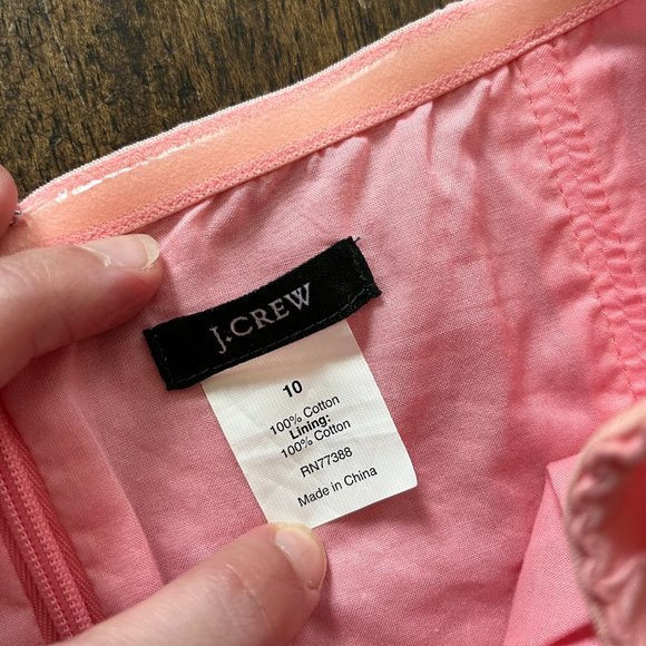 J Crew Embossed-Cotton Strapless Lorelei dress, Size 10, Bright Tulip Pi… - Picture 7 of 9
